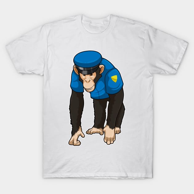 Monkey as Police officer with Uniform T-Shirt by Markus Schnabel